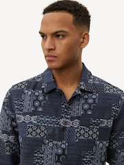 Les Deux Blue Layton Contrast Jacquard Overshirt - Image 3 of 5