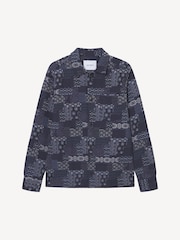 Les Deux Blue Layton Contrast Jacquard Overshirt - Image 4 of 5