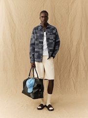 Les Deux Blue Layton Contrast Jacquard Overshirt - Image 6 of 8