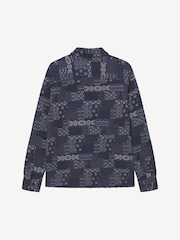 Les Deux Blue Layton Contrast Jacquard Overshirt - Image 8 of 8