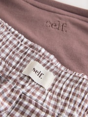 self. Brown Short Gingham Pyjamas Set - Image 9 of 10