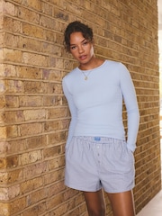 self. Blue Short Gingham Pyjamas Set - Image 1 of 7