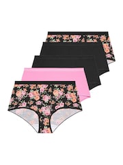 Yours Curve Pink Stretch Full Briefs 5 Pack - Image 4 of 8
