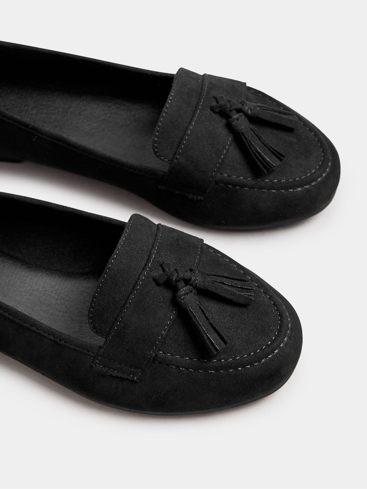 Yours Curve Black Extra Wide Fit Wide Fit Micro Tassle Loafers - Image 4 of 4