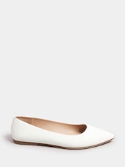 Yours Curve White Extra Wide Fit Wide Fit Flat Point Pumps - Image 1 of 4