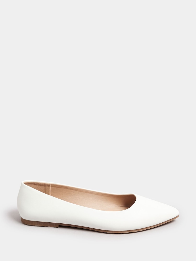 Yours Curve White Extra Wide Fit Wide Fit Flat Point Pumps - Image 1 of 4