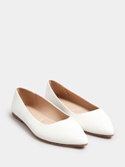 Yours Curve White Extra Wide Fit Wide Fit Flat Point Pumps - Image 2 of 4