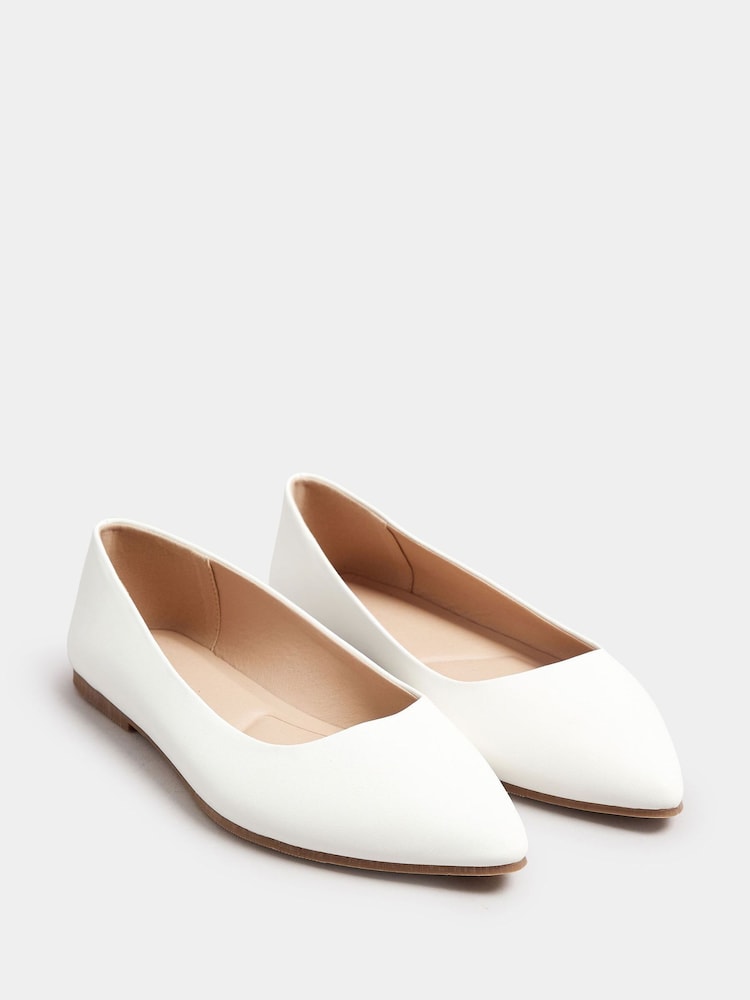 Yours Curve White Extra Wide Fit Wide Fit Flat Point Pumps - Image 2 of 4