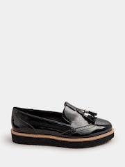Yours Curve Black Extra-Wide Fit Brogued Tassle Loafers - Image 1 of 4