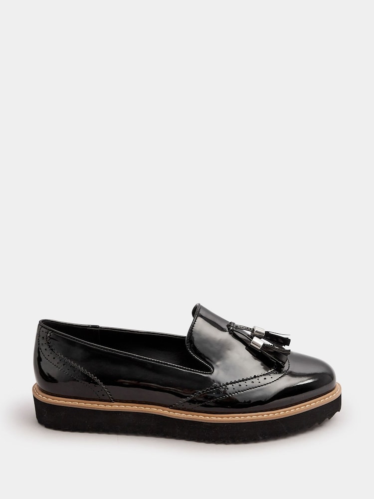 Yours Curve Black Extra-Wide Fit Brogued Tassle Loafers - Image 1 of 4