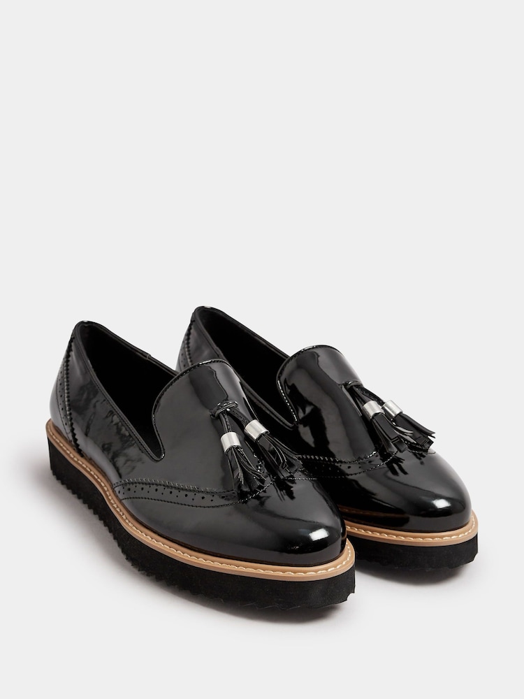 Yours Curve Black Extra-Wide Fit Brogued Tassle Loafers - Image 2 of 4