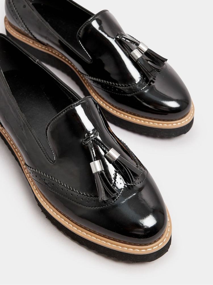 Yours Curve Black Extra-Wide Fit Brogued Tassle Loafers - Image 4 of 4