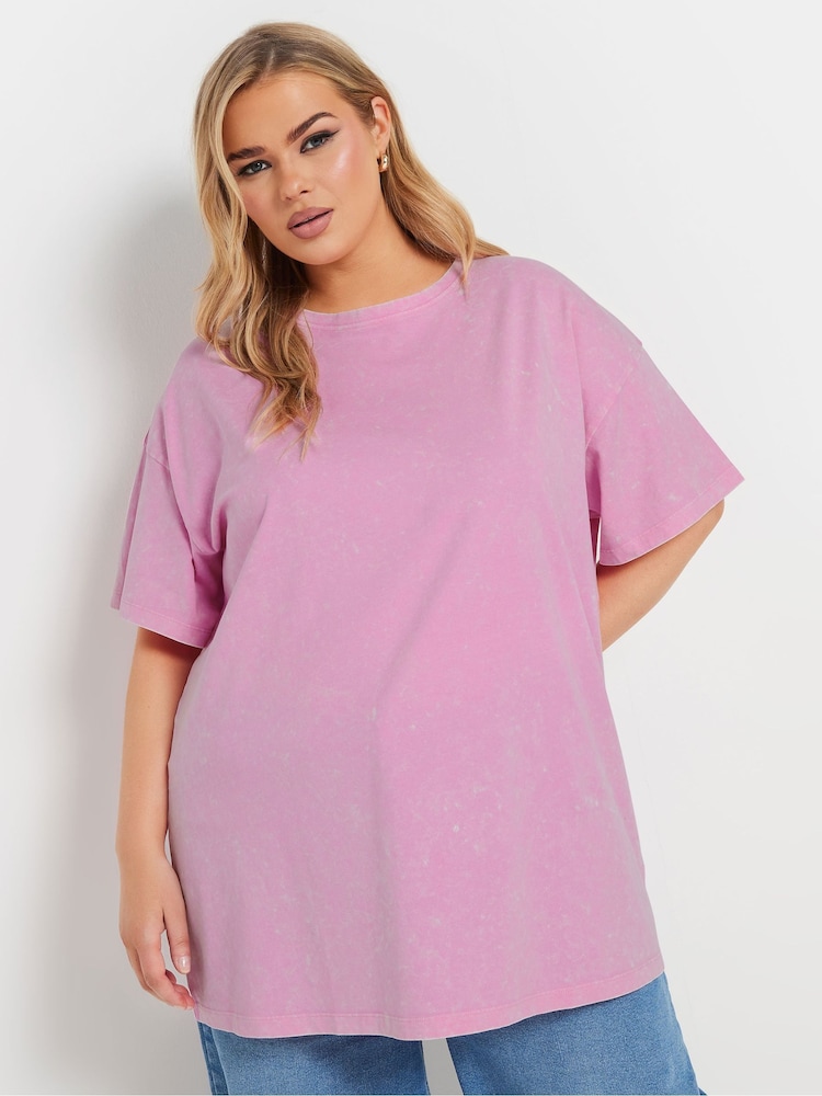 Yours Curve Pink Brunch Club Acid 100% Cotton T-Shirt - Image 1 of 7