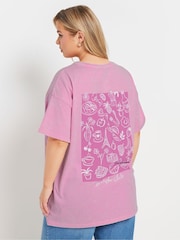 Yours Curve Pink Brunch Club Acid 100% Cotton T-Shirt - Image 4 of 7