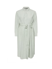 Yours Curve Green Long Sleeve Linen Stripe Shirt Dress - Image 5 of 5