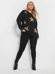 Yours Curve Black Animal Star Sweatshirt - Image 2 of 4