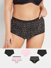 Yours Curve Black Stretch Full Briefs 5 Pack - Image 1 of 8