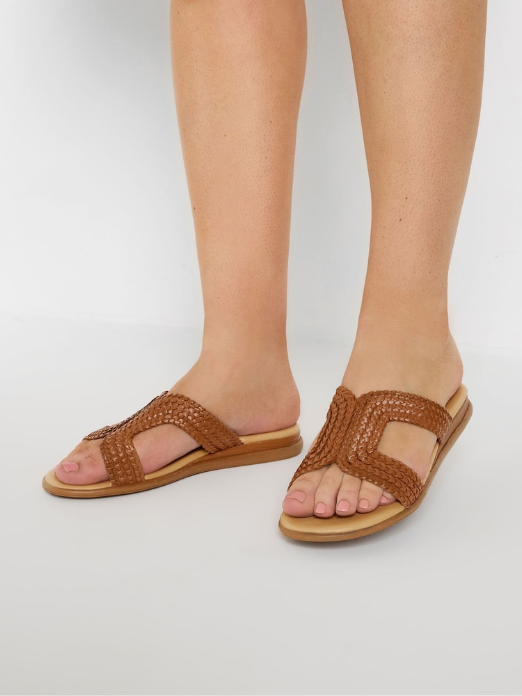 Yours Curve Natural Extra-Wide Fit Woven Wedge Mule Sandals - Image 1 of 5 Yours Curve Natural Extra-Wide Fit Woven Wedge Mule Sandals - Image 1 of 5