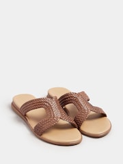 Yours Curve Natural Extra-Wide Fit Woven Wedge Mule Sandals - Image 2 of 5