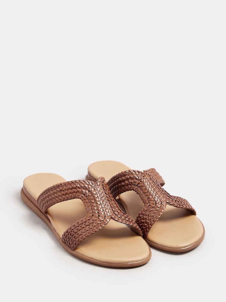 Yours Curve Natural Extra-Wide Fit Woven Wedge Mule Sandals - Image 2 of 5