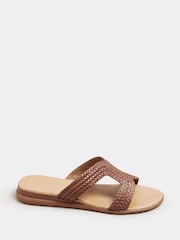 Yours Curve Natural Extra-Wide Fit Woven Wedge Mule Sandals - Image 3 of 5