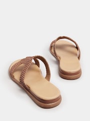 Yours Curve Natural Extra-Wide Fit Woven Wedge Mule Sandals - Image 4 of 5