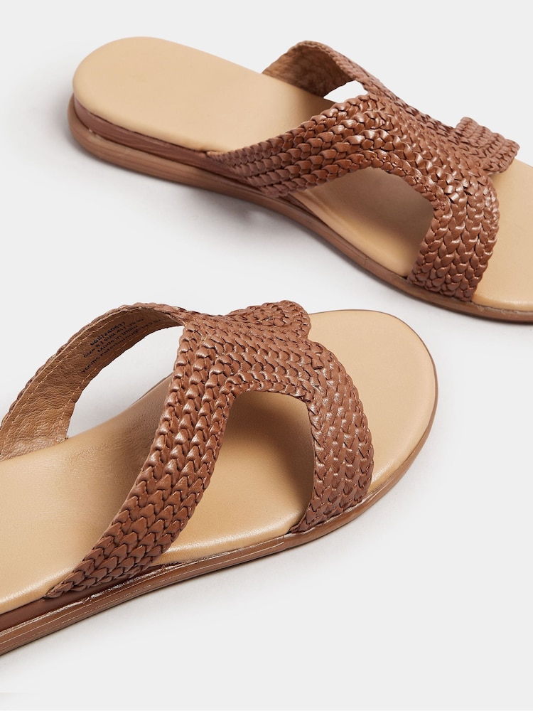 Yours Curve Natural Extra-Wide Fit Woven Wedge Mule Sandals - Image 5 of 5