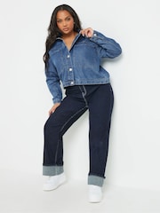 Yours Curve Blue Boxy Patch Pocket 100% Cotton Jacket - Image 3 of 6