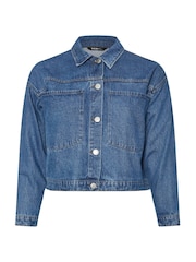 Yours Curve Blue Boxy Patch Pocket 100% Cotton Jacket - Image 6 of 6