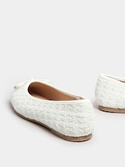 Yours Curve White Extra-Wide Fit Boucle Ballet Pumps - Image 3 of 4