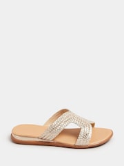 Yours Curve Gold Extra-Wide Fit Woven Wedge Mule Sandals - Image 2 of 5