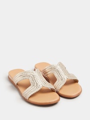 Yours Curve Gold Extra-Wide Fit Woven Wedge Mule Sandals - Image 3 of 5