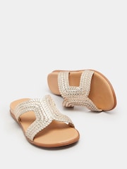Yours Curve Gold Extra-Wide Fit Woven Wedge Mule Sandals - Image 4 of 5