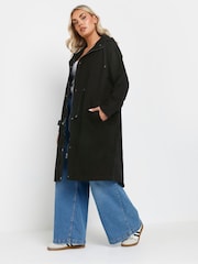 Yours Curve Black Longline Cotton Parka - Image 2 of 5