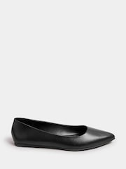 Yours Curve Black Extra Wide Fit Wide Fit Flat Point Pumps - Image 1 of 4