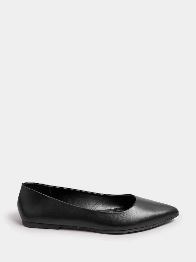Yours Curve Black Extra Wide Fit Wide Fit Flat Point Pumps - Image 1 of 4