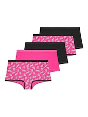 Yours Curve Pink Stretch Leopard Knickers 5 Pack - Image 4 of 8