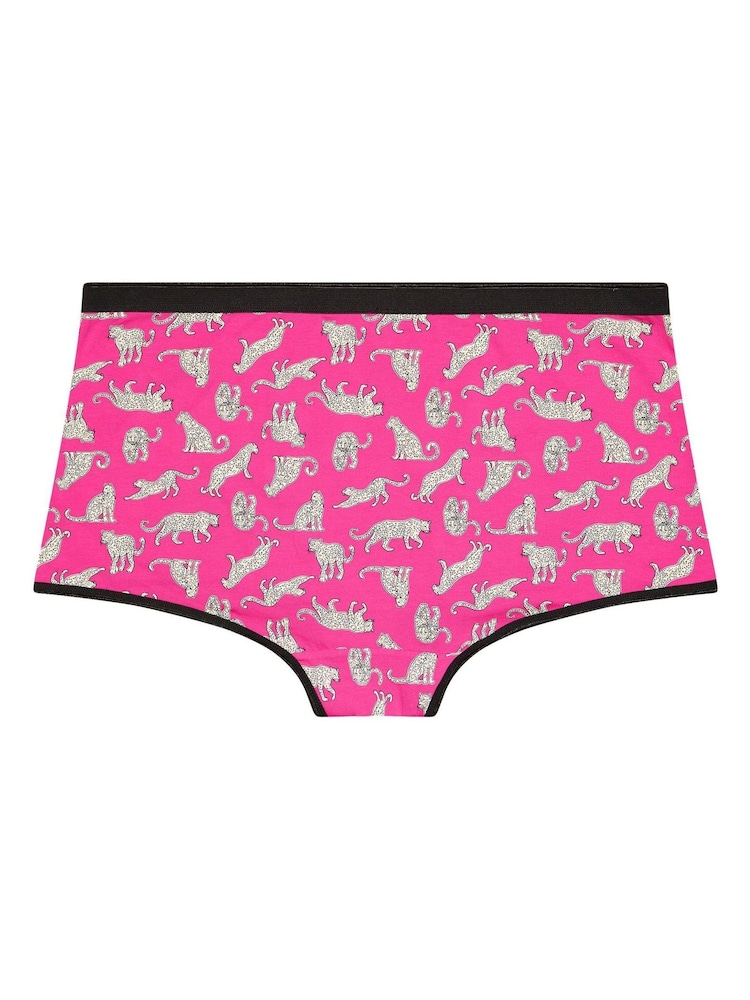 Yours Curve Pink Stretch Leopard Knickers 5 Pack - Image 8 of 8