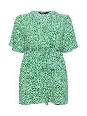 Verde - Yours Curve Floral Textured Wrap Top - Imagen 5 de 5
