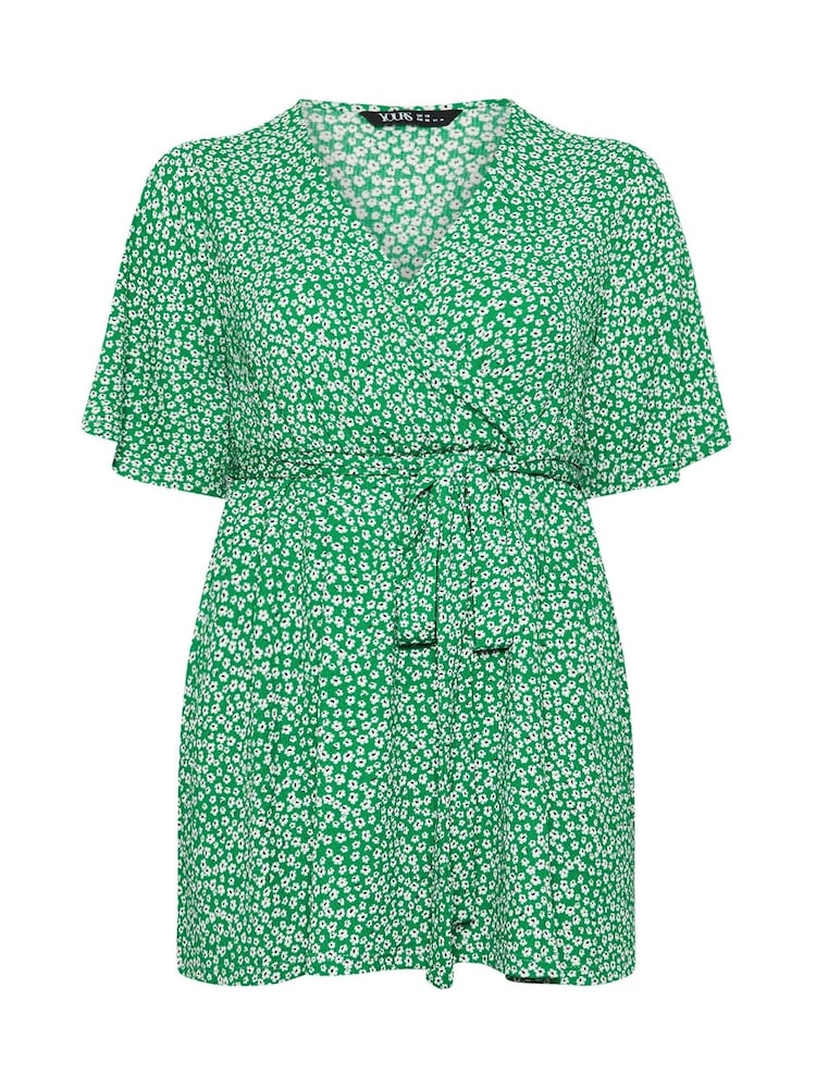 Verde - Yours Curve Floral Textured Wrap Top - Imagen 5 de 5