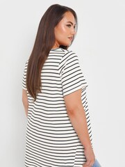Yours Curve White Striped Ribbed Swing Top - Image 2 of 5