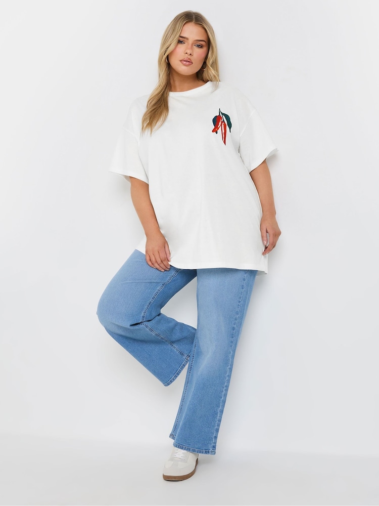 Yours Curve White Spicy Chilli 100% Cotton T-Shirt - Image 1 of 7
