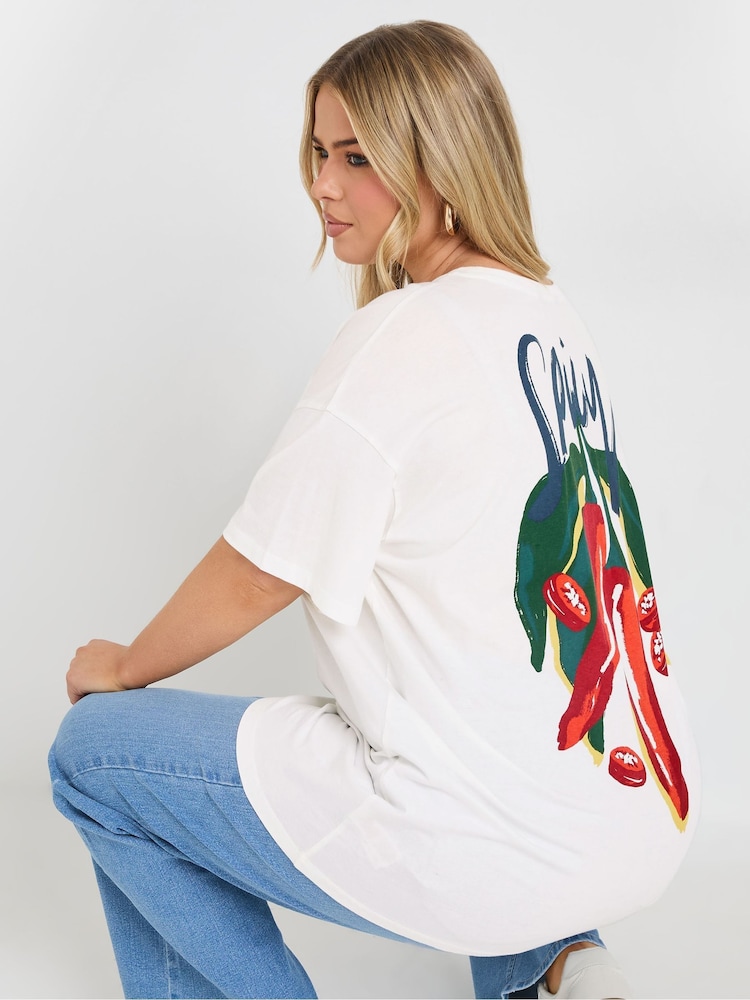 Yours Curve White Spicy Chilli 100% Cotton T-Shirt - Image 2 of 7