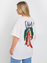 Yours Curve White Spicy Chilli 100% Cotton T-Shirt - Image 3 of 7