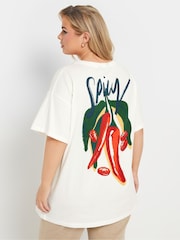 Yours Curve White Spicy Chilli 100% Cotton T-Shirt - Image 4 of 7