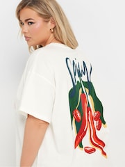 Yours Curve White Spicy Chilli 100% Cotton T-Shirt - Image 5 of 7