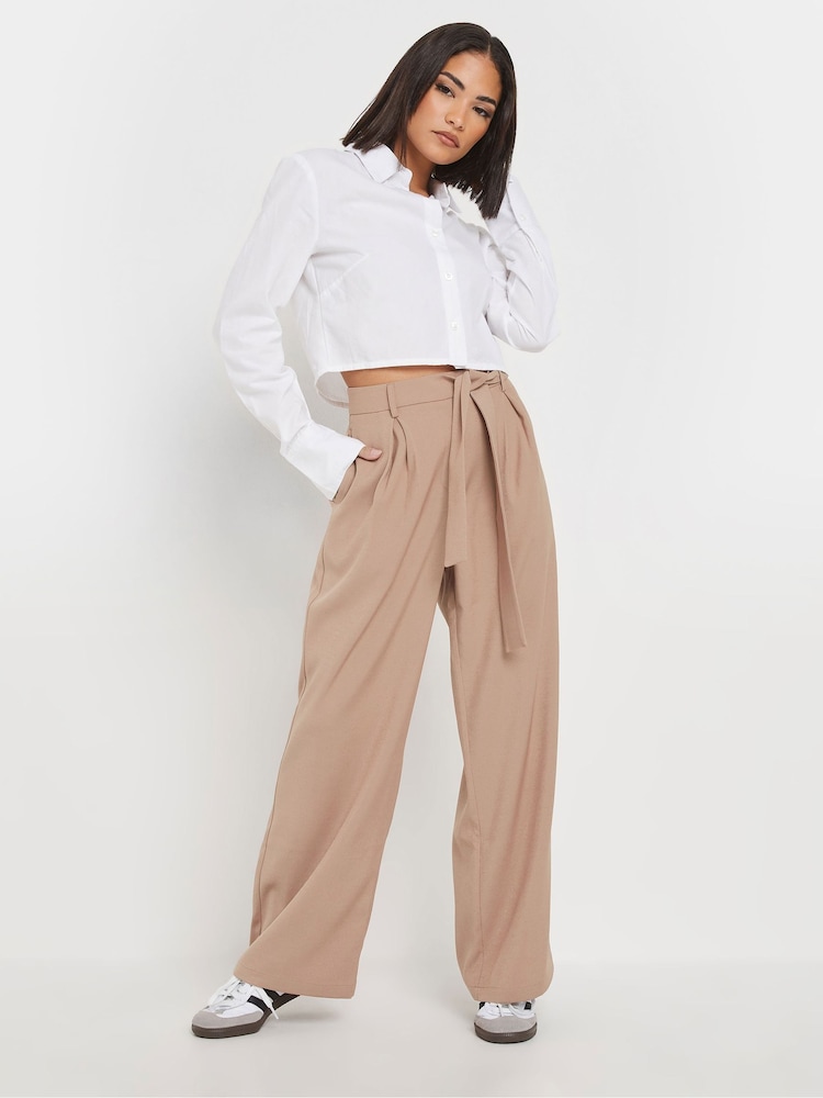PixieGirl Petite Pink Side Wrap Wide Leg Trousers - Image 1 of 5