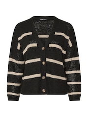 Yours Curve Black Smiling Yarn Stripe Cardigan - Image 5 of 5