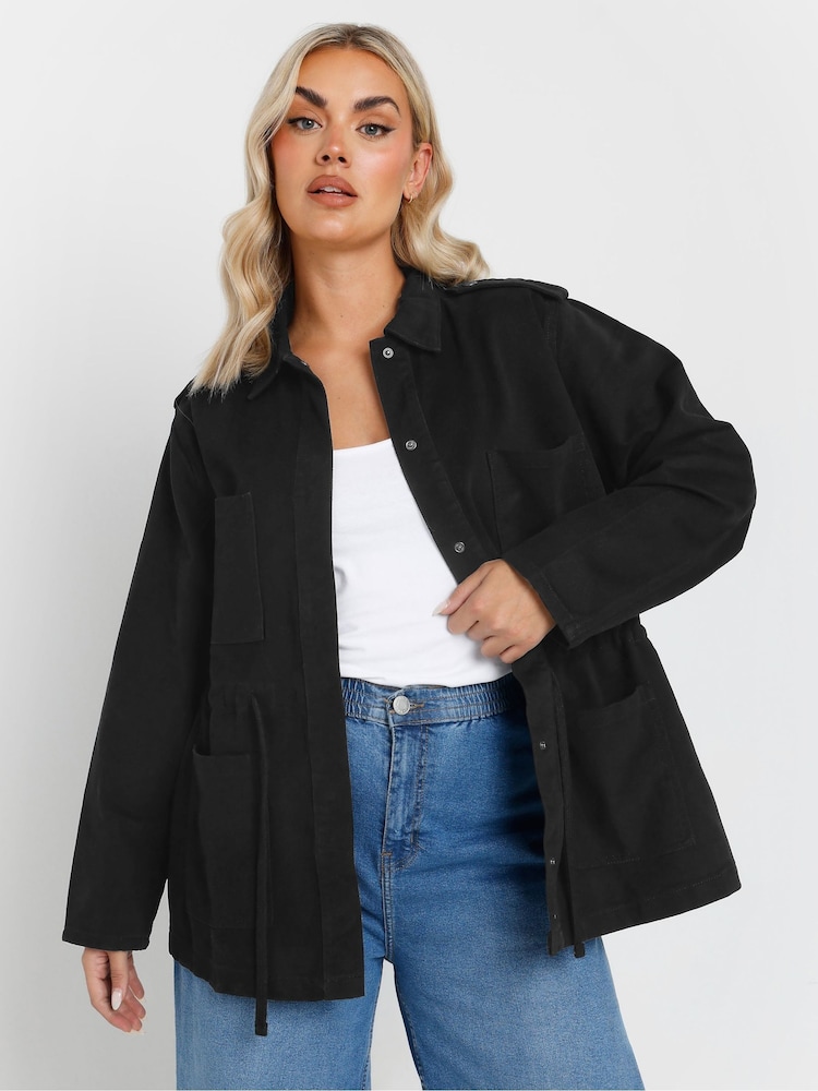Yours Curve Black Carpenter 100% Cotton Jacket - Image 1 of 5 Yours Curve Black Carpenter 100% Cotton Jacket - Image 1 of 5