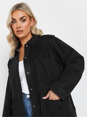 Yours Curve Black Carpenter 100% Cotton Jacket - Image 4 of 5
